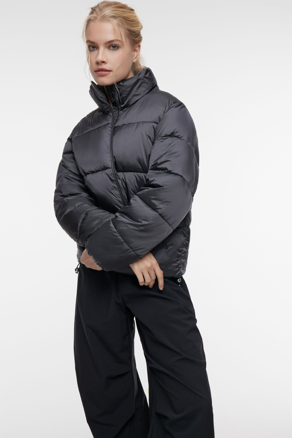 Куртка стеганая короткая с воротником-стойкой - цвет черный - 8