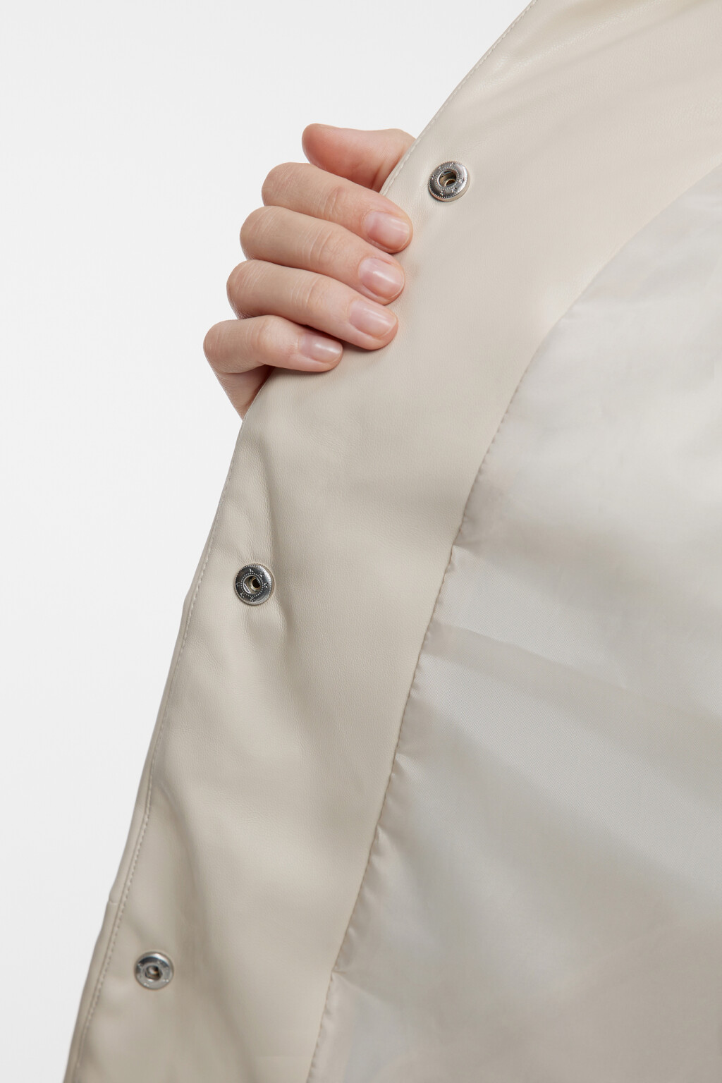 Жилет стеганый из искусственной кожи с воротником-стойкой - цвет бежевый - 7