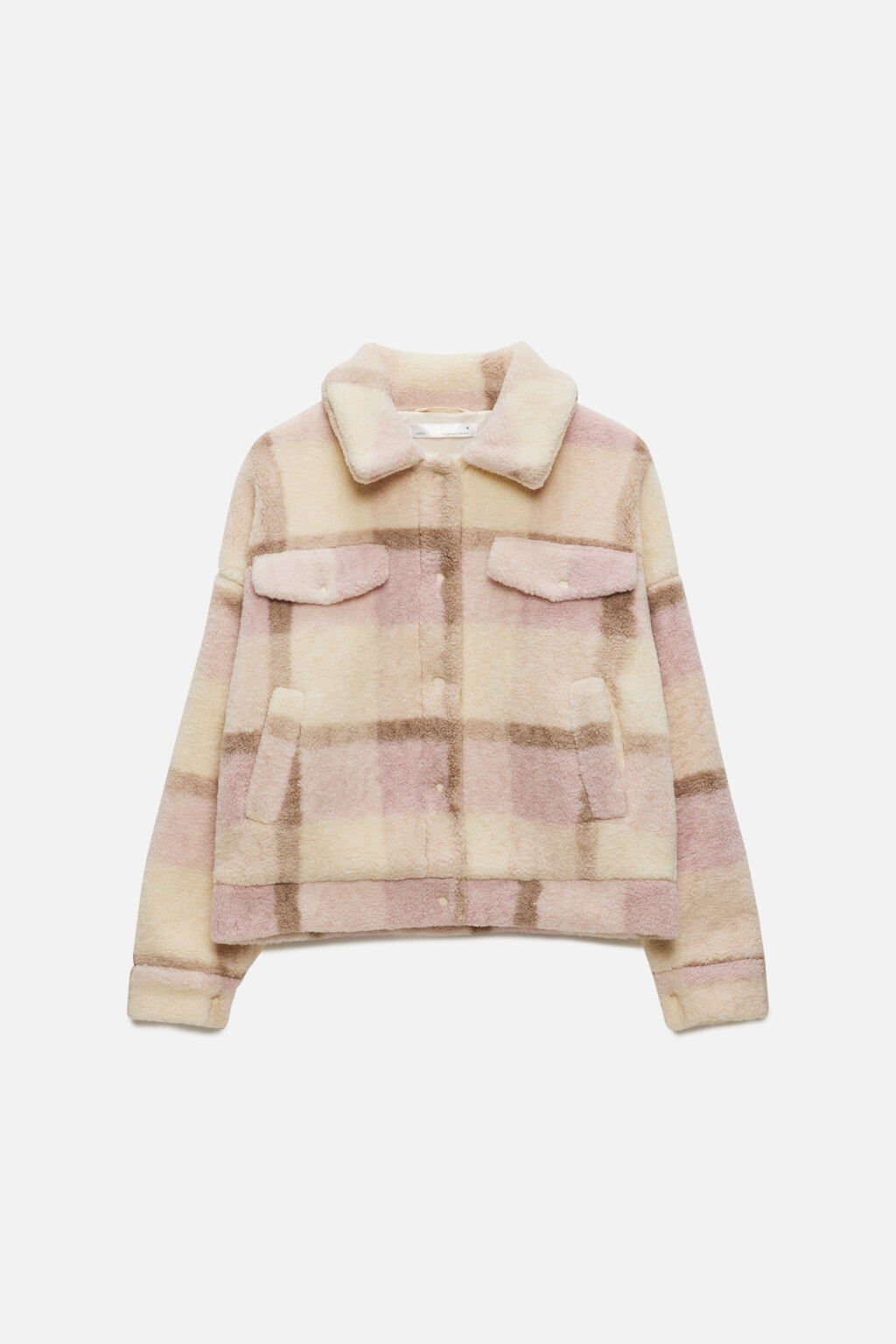 Куртка-рубашка короткая в клетку - цвет розовый - 8