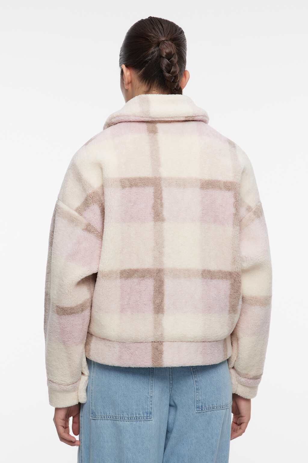 Куртка-рубашка короткая в клетку - цвет розовый - 4