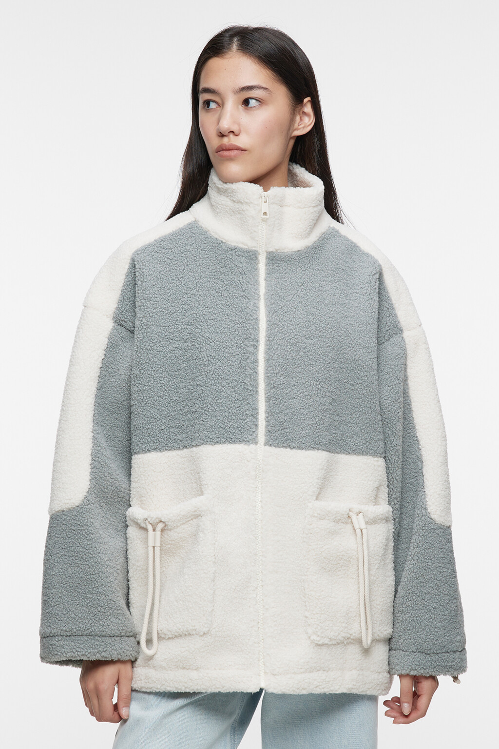 Куртка oversize из искусственного меха с воротником-стойкой - цвет мультиколор - 2