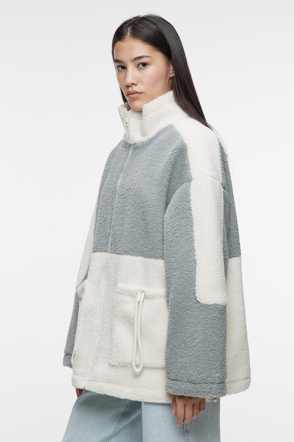 Куртка oversize из искусственного меха с воротником-стойкой - цвет мультиколор - 3