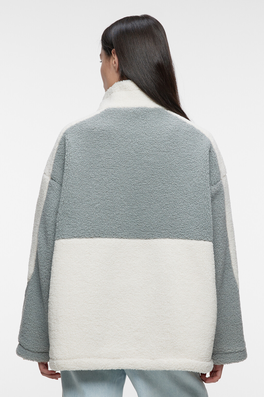 Куртка oversize из искусственного меха с воротником-стойкой - цвет мультиколор - 4