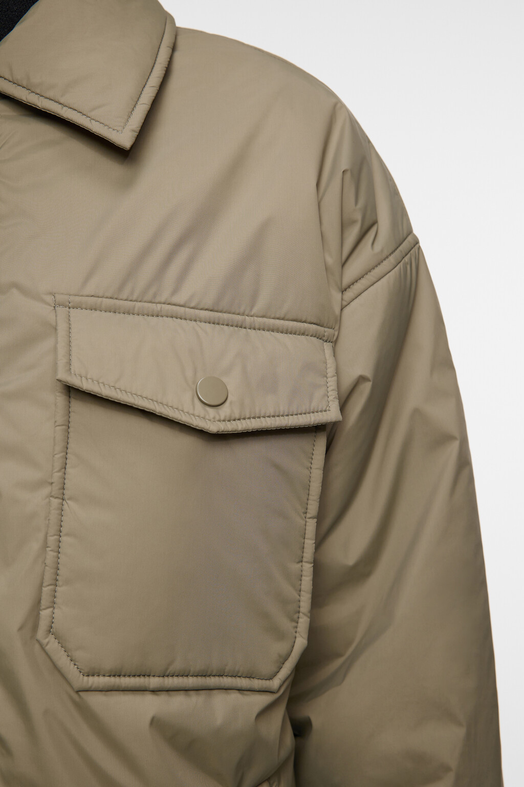 Куртка-рубашка oversize утепленная с нагрудным карманом - цвет зеленый - 6