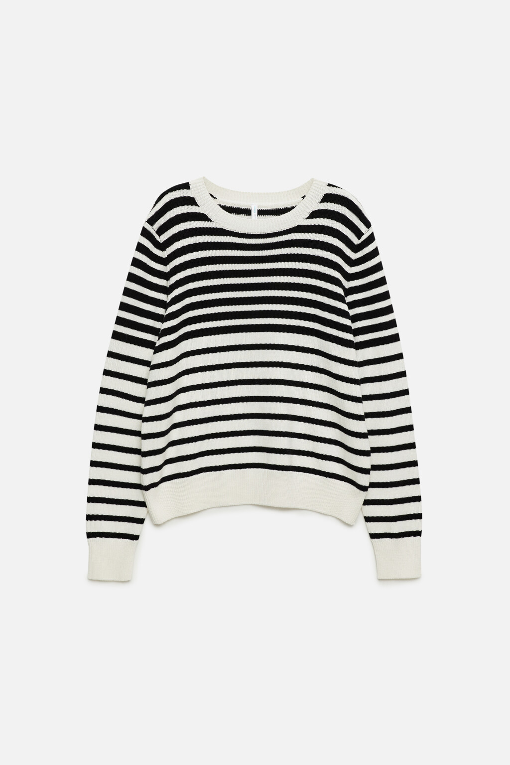 Джемпер вязаный хлопковый с принтом в полоску - цвет белый - 7