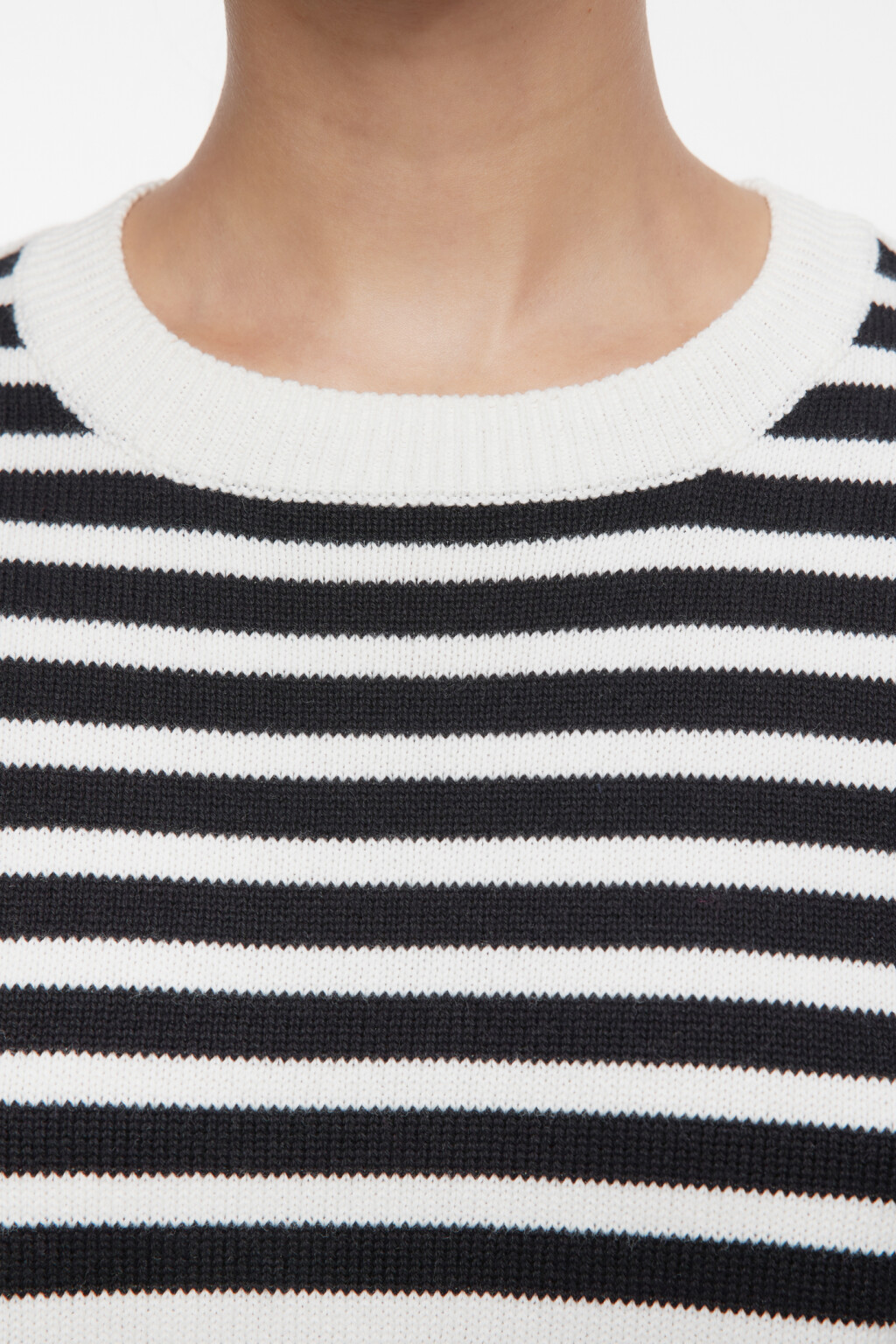 Джемпер вязаный хлопковый с принтом в полоску - цвет белый - 5