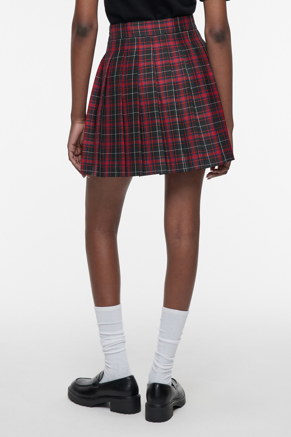Юбка А-силуэта креповая в складку в стиле преппи - цвет красный - 3