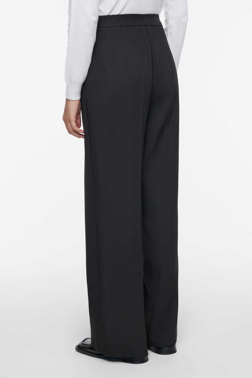Брюки прямые костюмные с высокой посадкой - цвет черный - 3