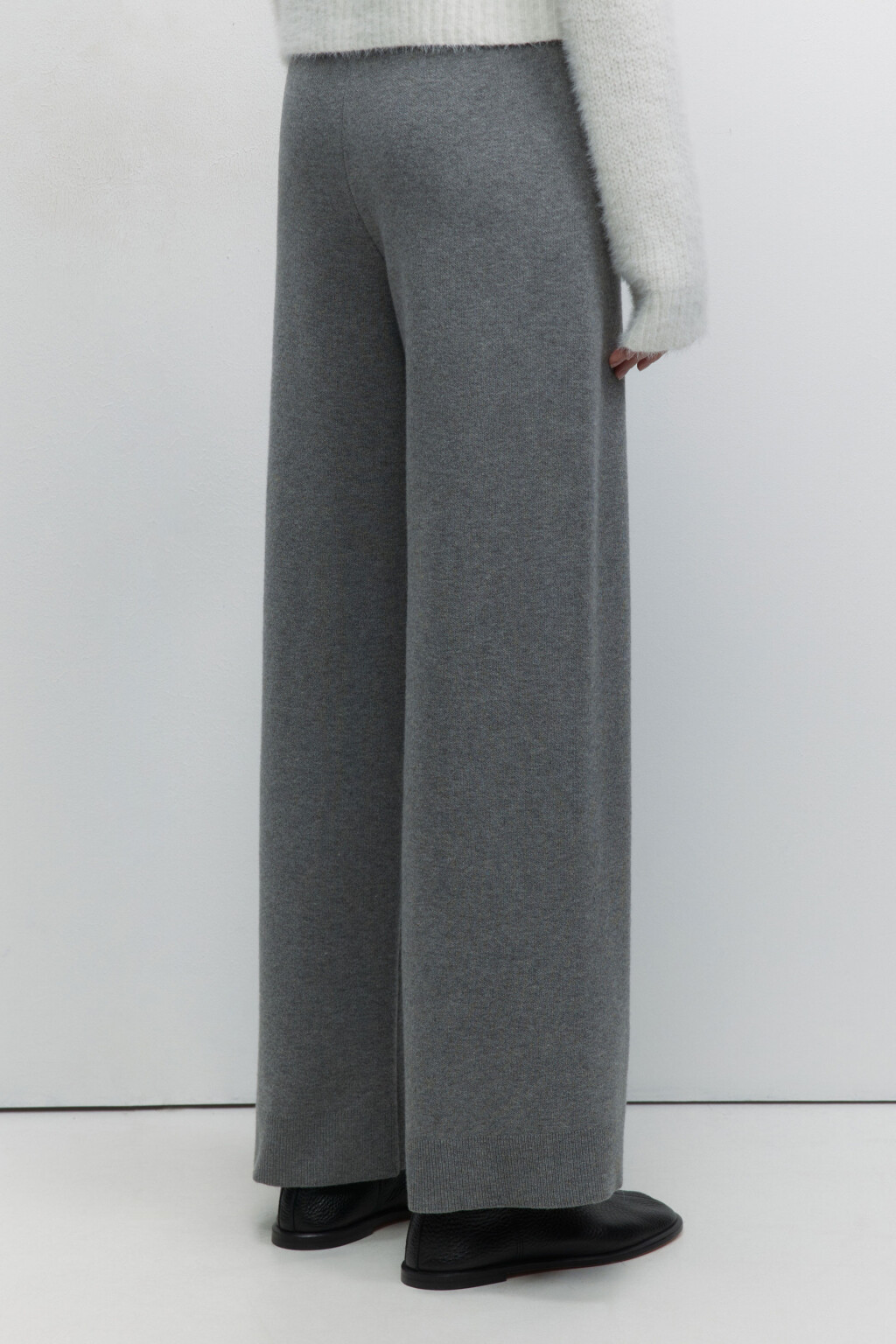 Брюки вязаные вискозные с поясом-резинкой - цвет серый - 4