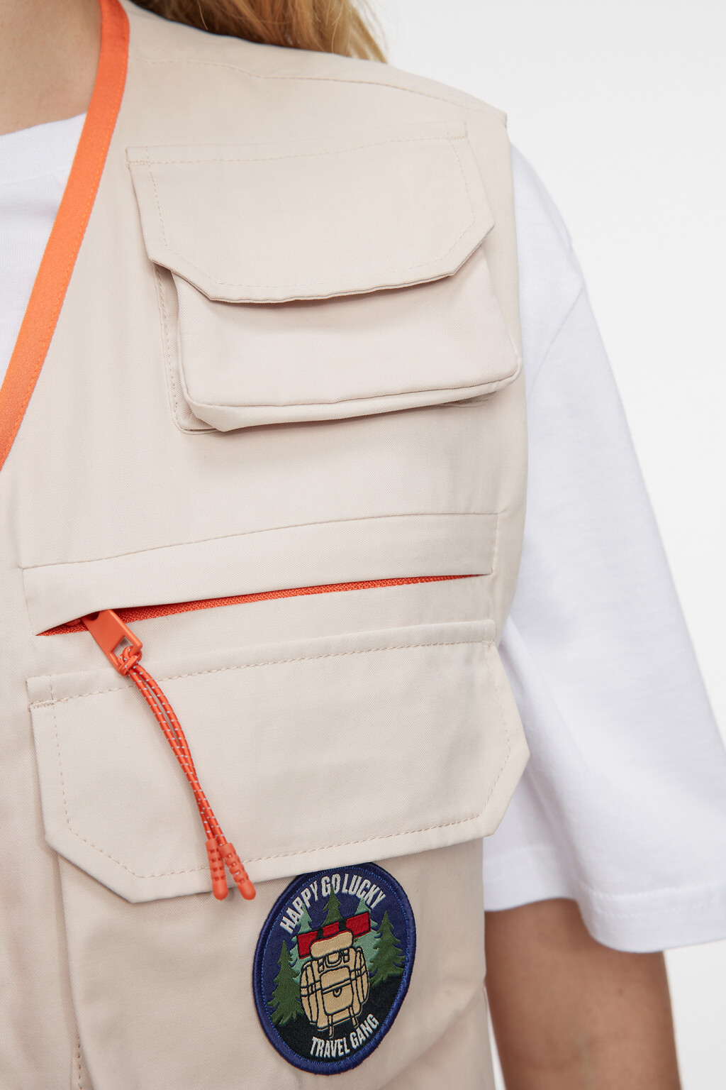 Жилет хлопковый с накладными карманами в походном стиле - цвет коричневый - 5