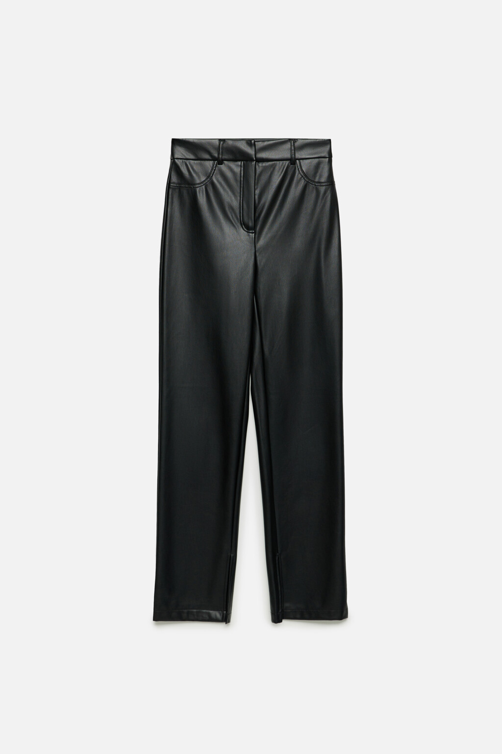 Брюки прямые с разрезами - цвет черный - 8