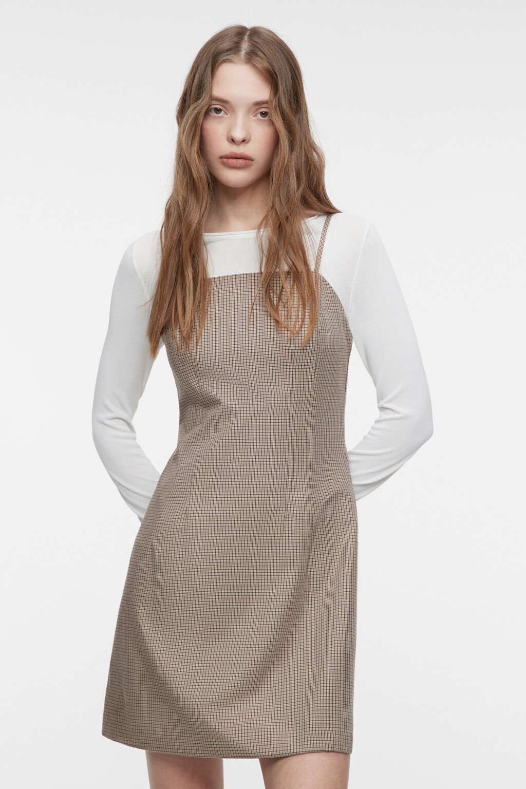 Платье-сарафан JudyDress мини приталенное - цвет бежевый - 1