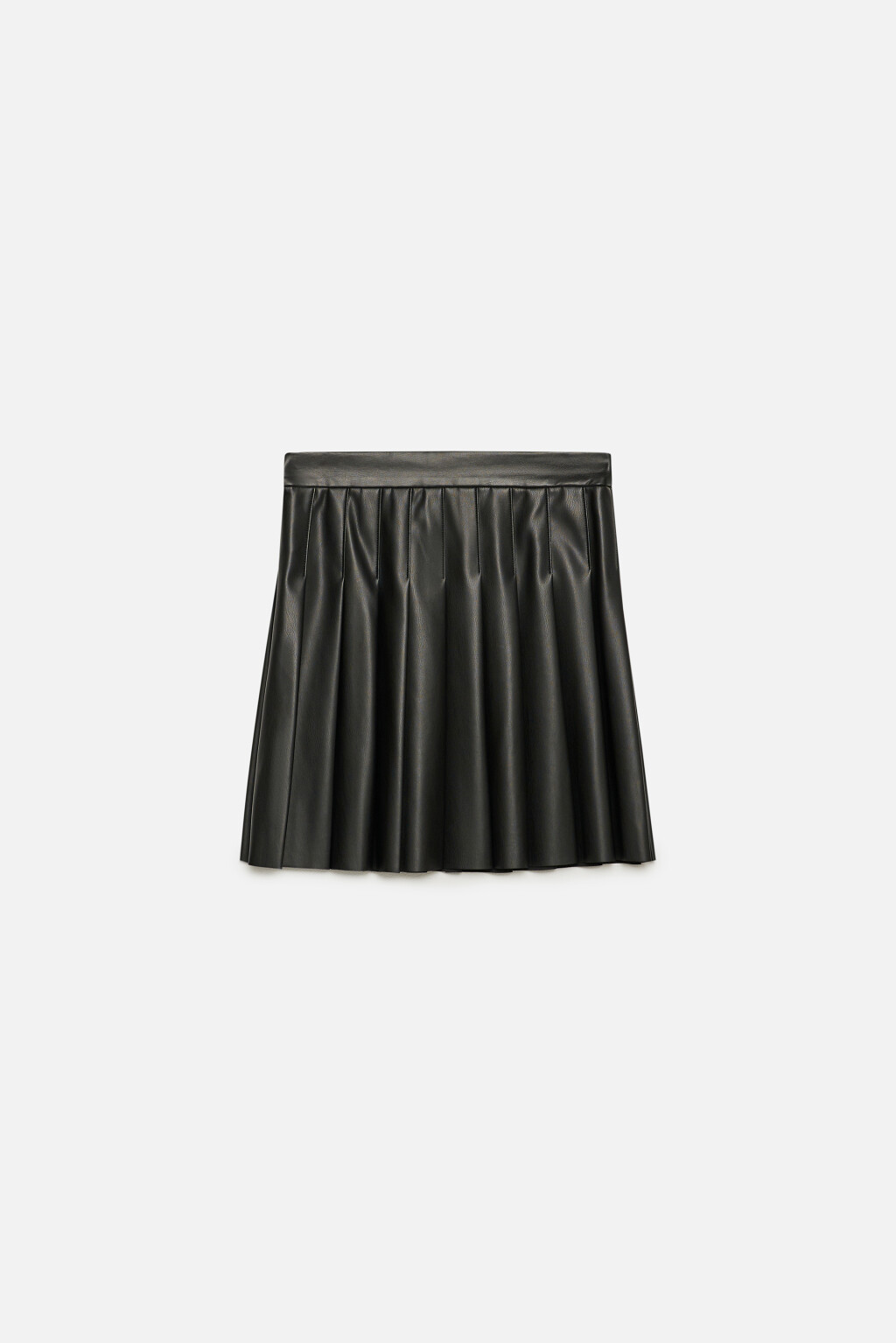 Юбка-трапеция мини плиссированная из искусственной кожи - цвет черный - 7