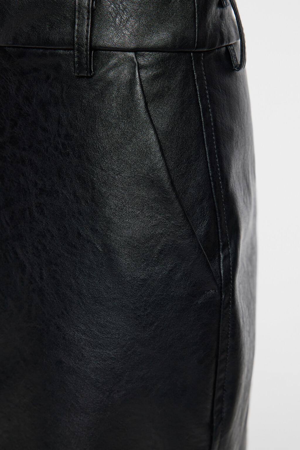 Юбка-карандаш мини прямая из искусственной кожи - цвет черный - 6