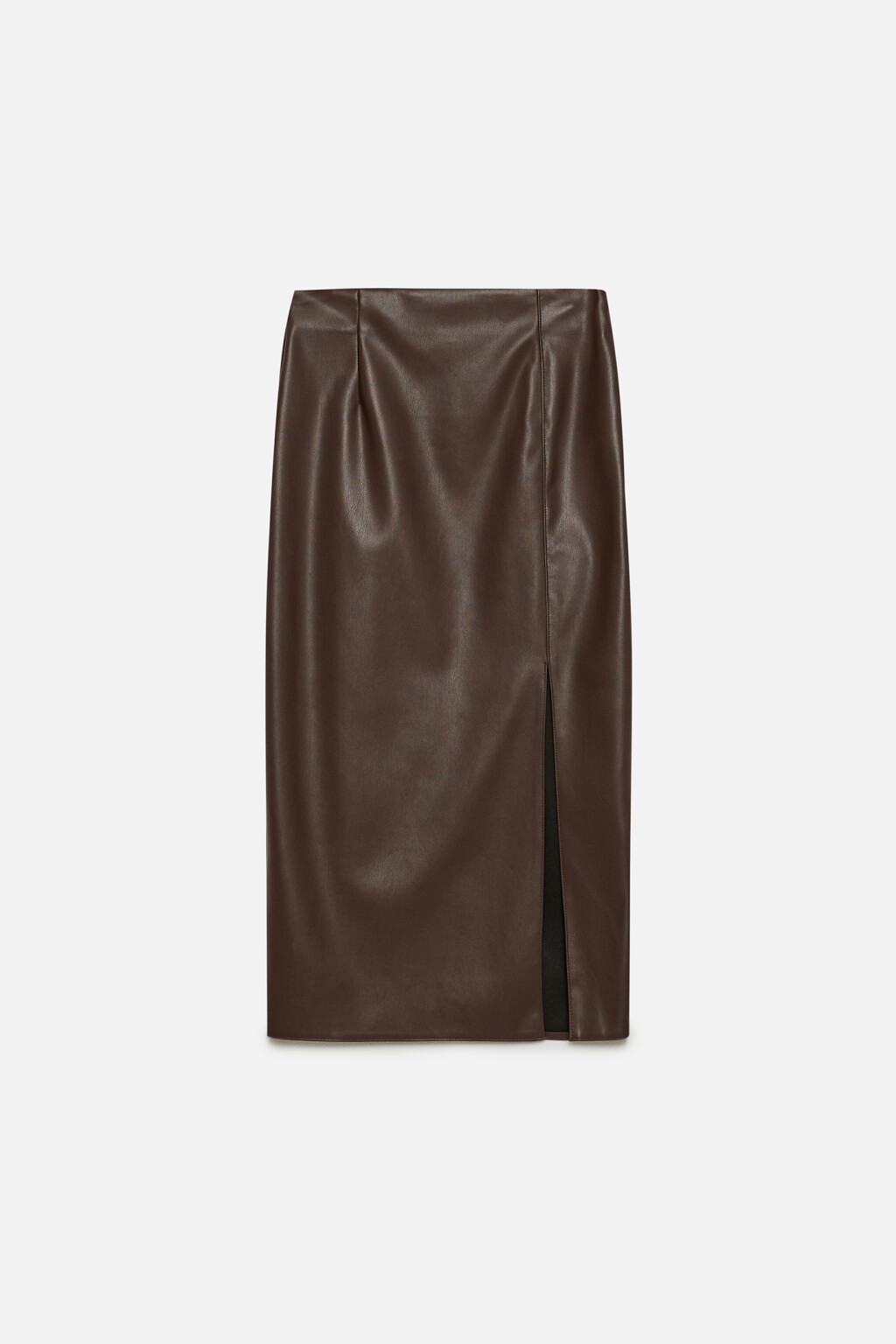 Юбка-карандаш миди облегающая из искусственной кожи с разрезом - цвет коричневый - 7