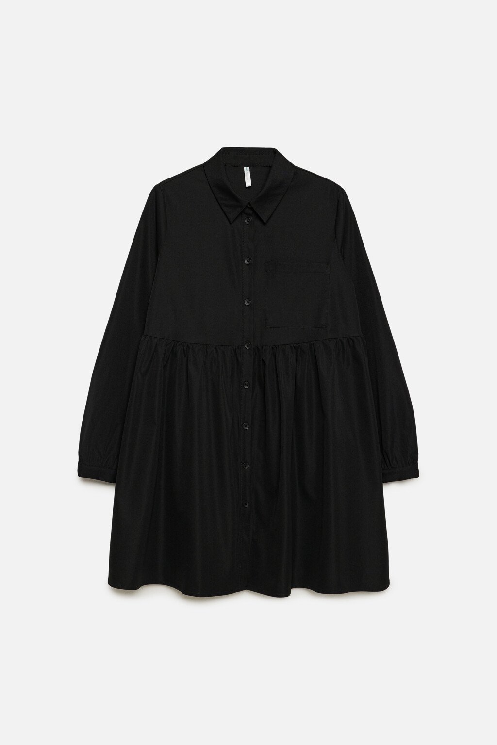 Платье-рубашка мини свободное с нагрудным карманом - цвет черный - 9