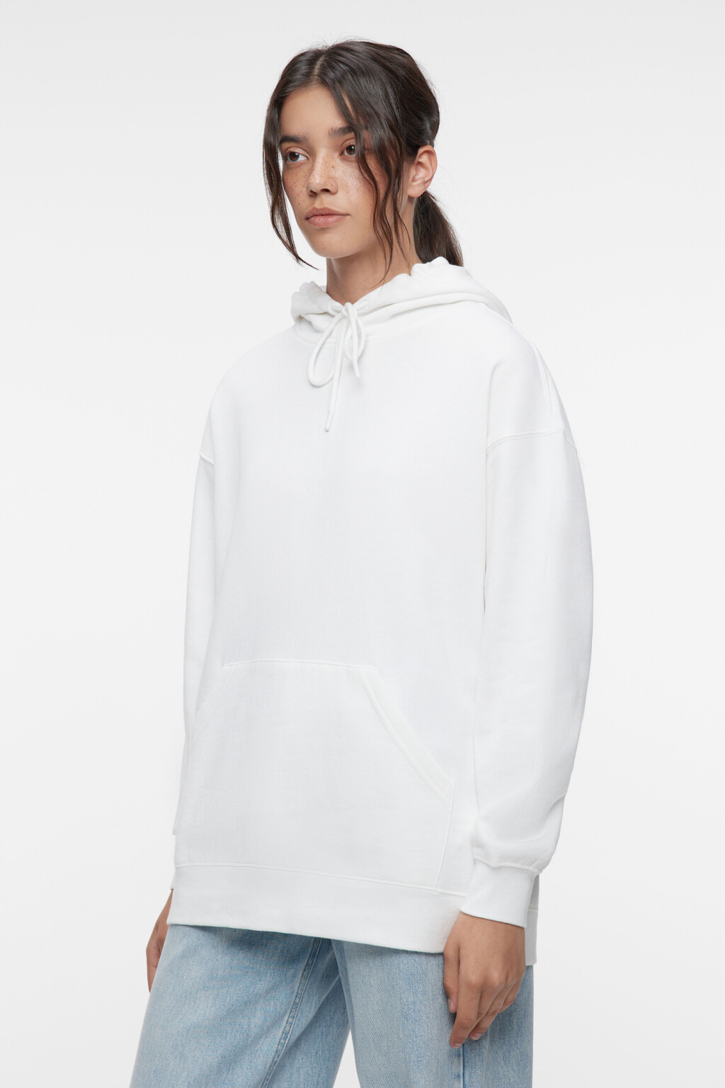 Толстовка oversize флисовая утепленная с капюшоном - цвет бежевый - 2