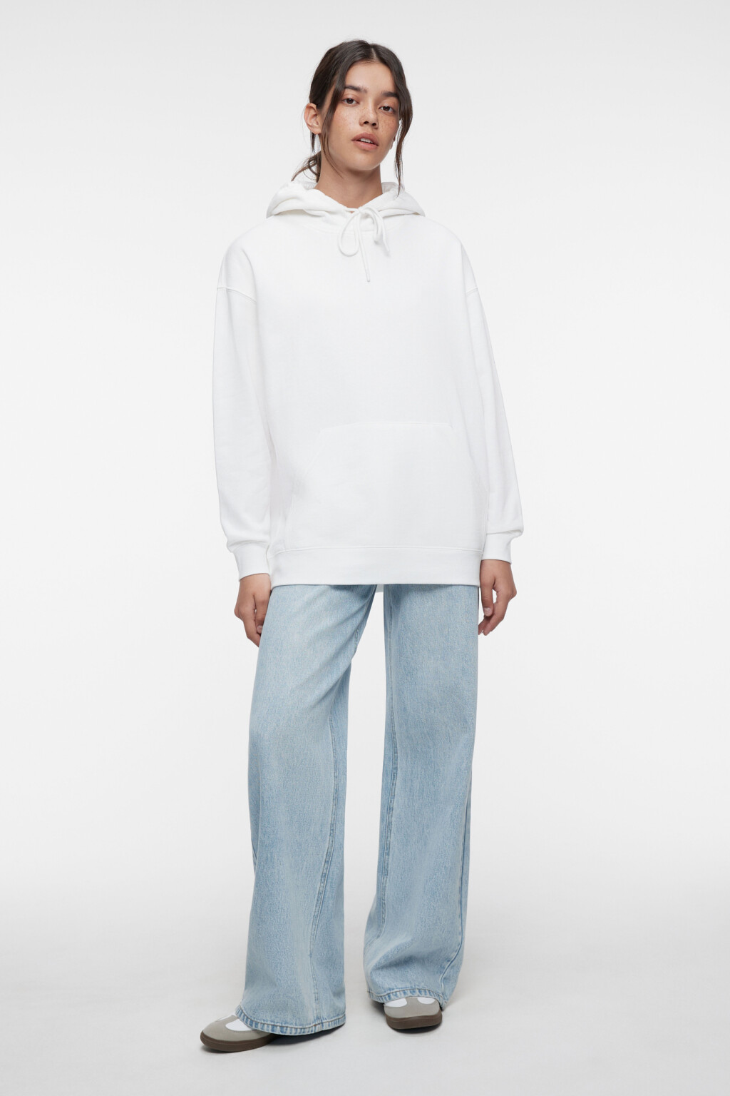 Толстовка oversize флисовая утепленная с капюшоном - цвет бежевый - 4