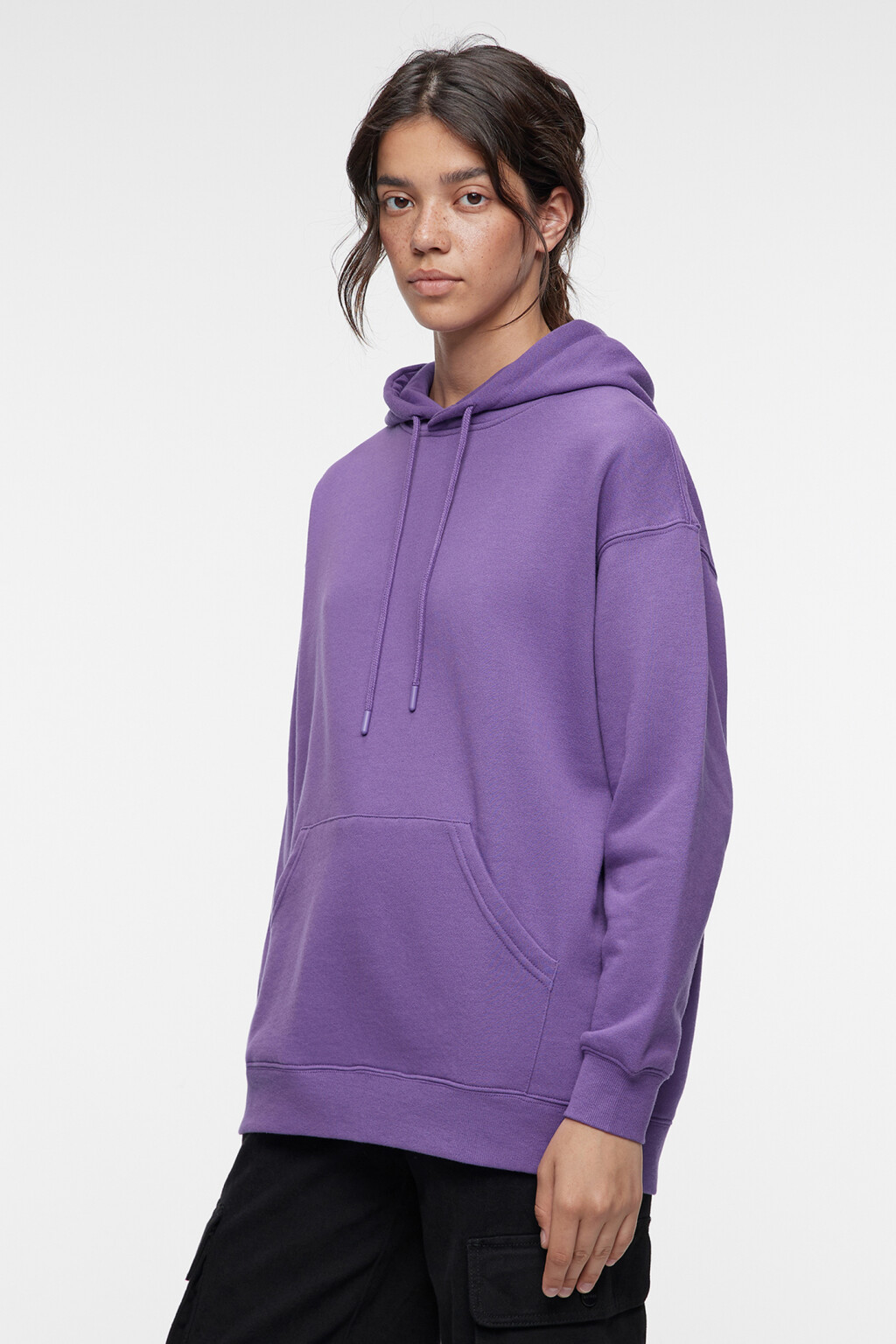 Толстовка oversize флисовая утепленная с капюшоном - цвет фиолетовый - 2