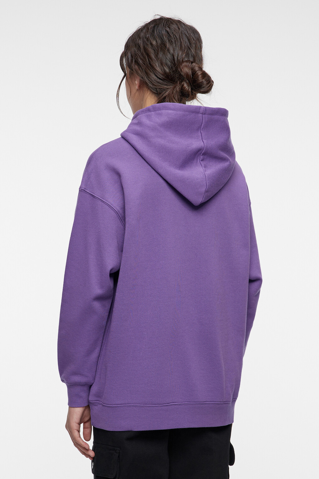 Толстовка oversize флисовая утепленная с капюшоном - цвет фиолетовый - 3