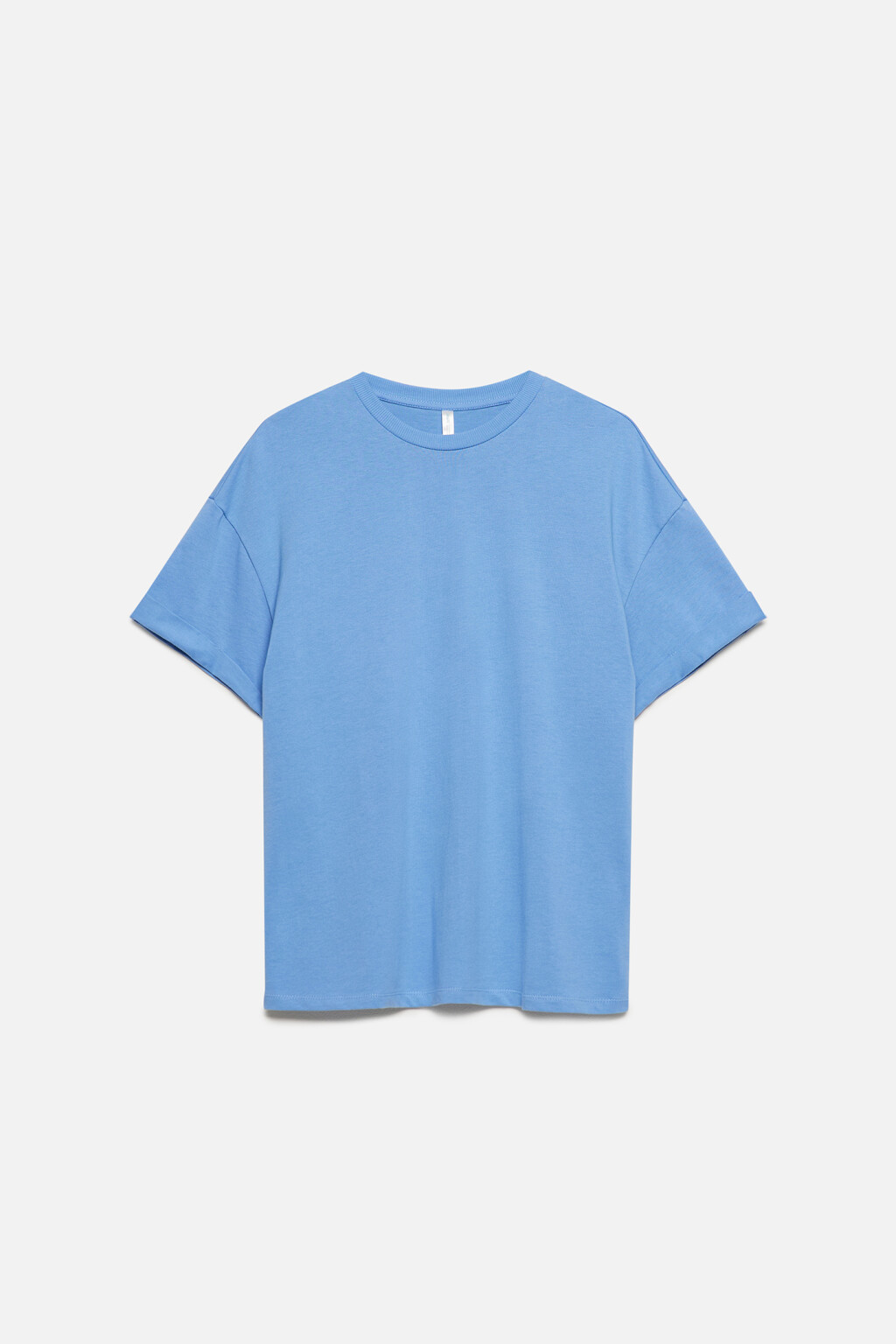 Футболка oversize хлопковая с подвернутыми рукавами - цвет голубой - 7