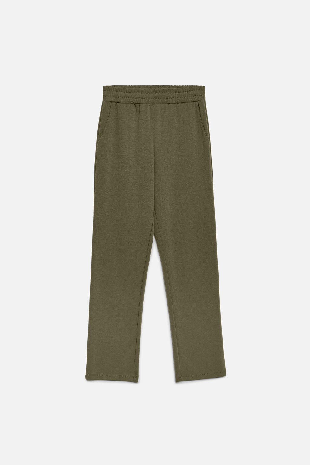Брюки прямые трикотажные с поясом на резинке - цвет зеленый - 7