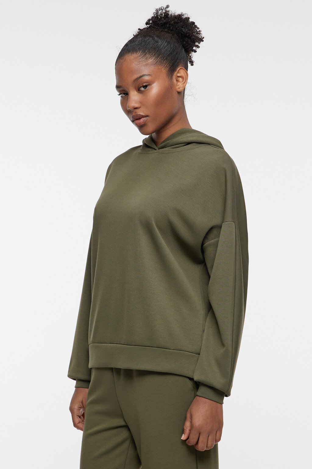 Толстовка oversize трикотажная с капюшоном - цвет зеленый - 3