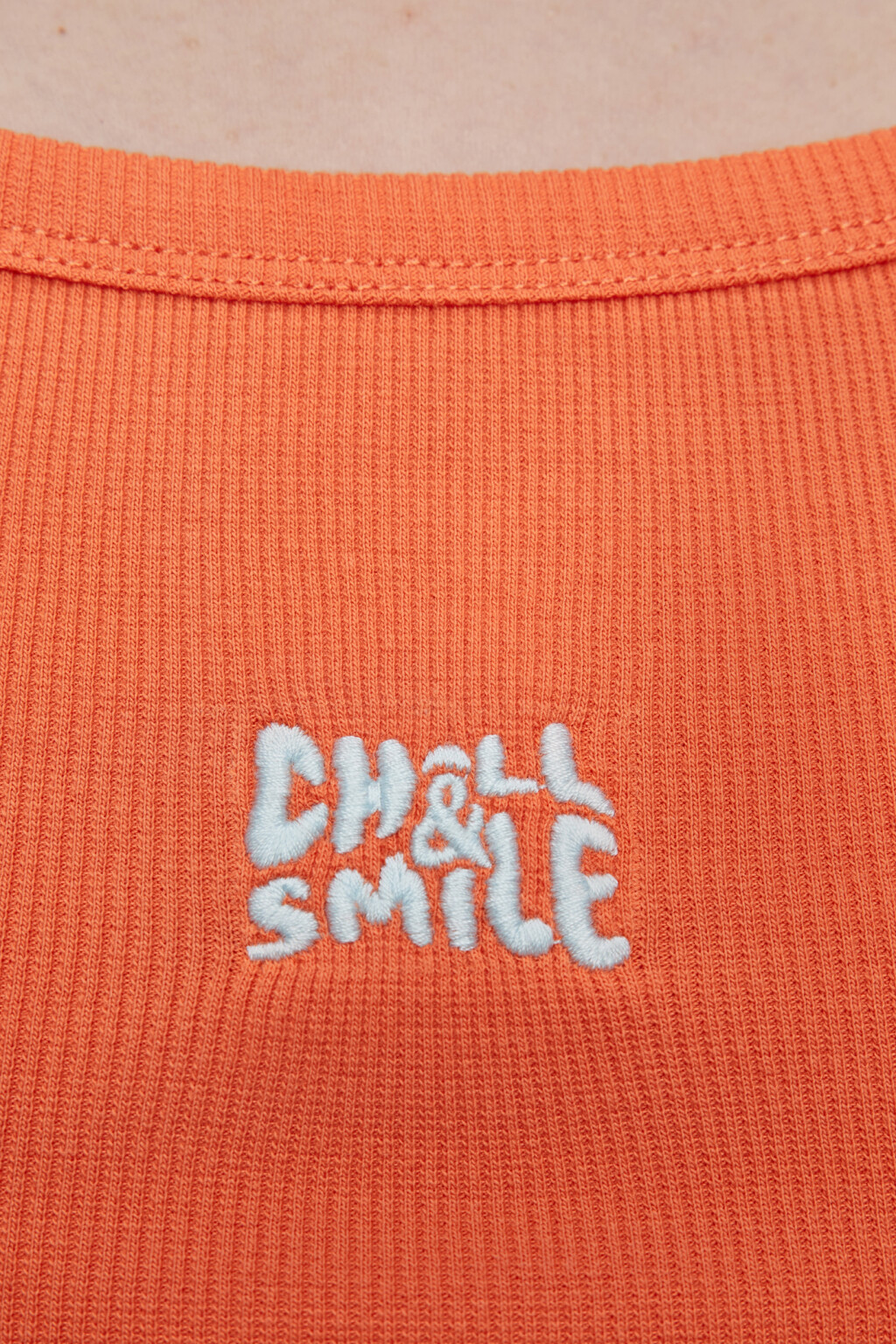 Майка-топ хлопковая с принтом на тонких бретельках - цвет оранжевый - 6