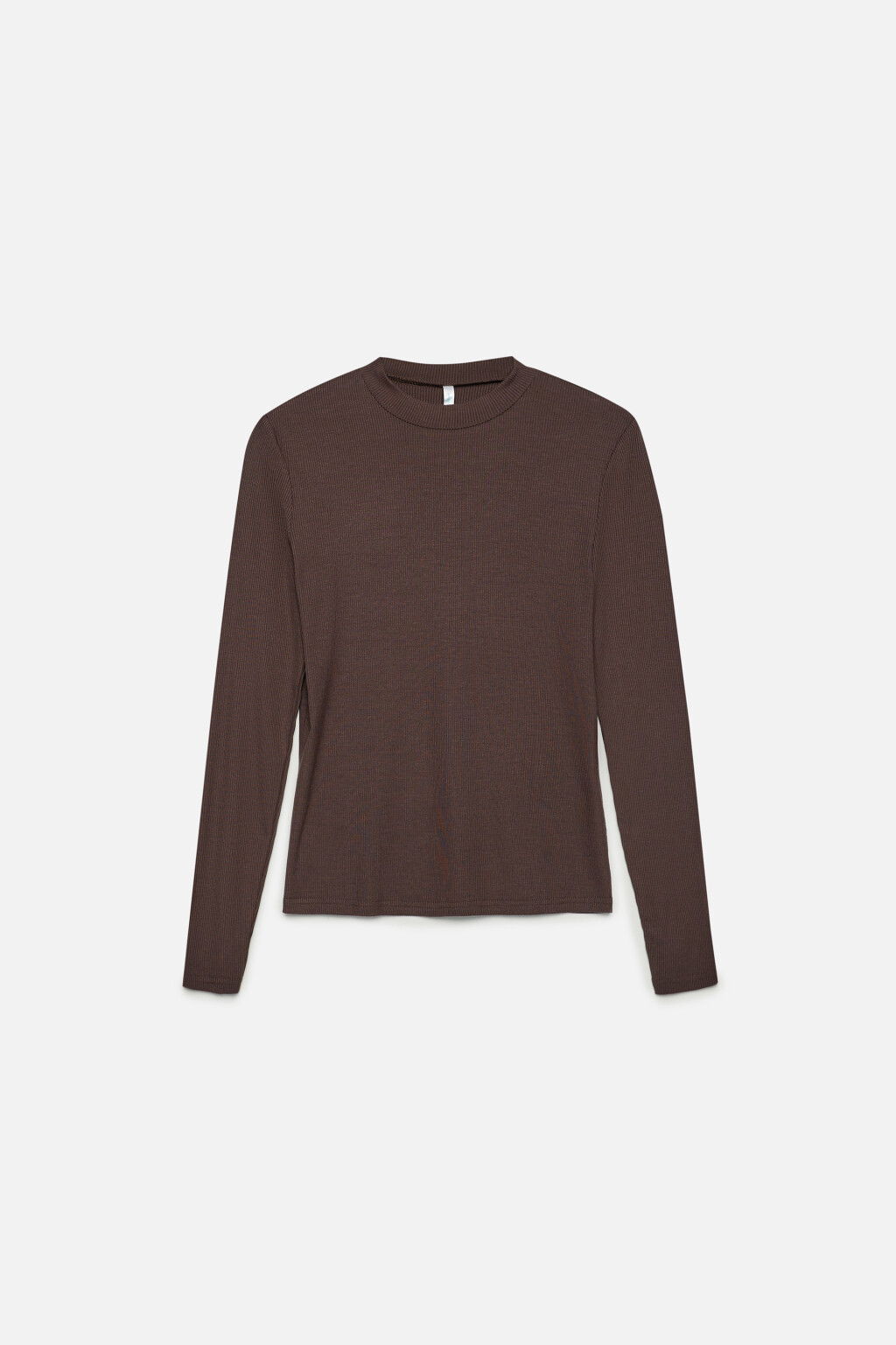 Лонгслив вискозный с коротким воротником-стойкой - цвет коричневый - 7
