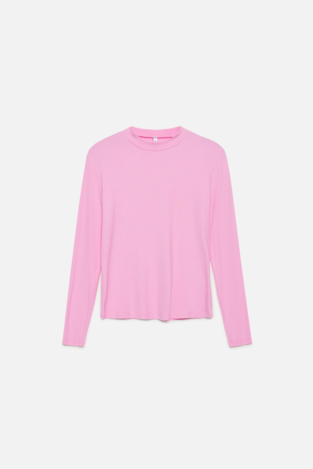 Лонгслив вискозный с коротким воротником-стойкой - цвет розовый - 7