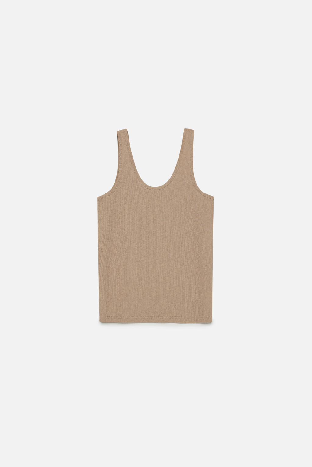 Майка свободная в рубчик на широких бретелях - цвет коричневый - 6