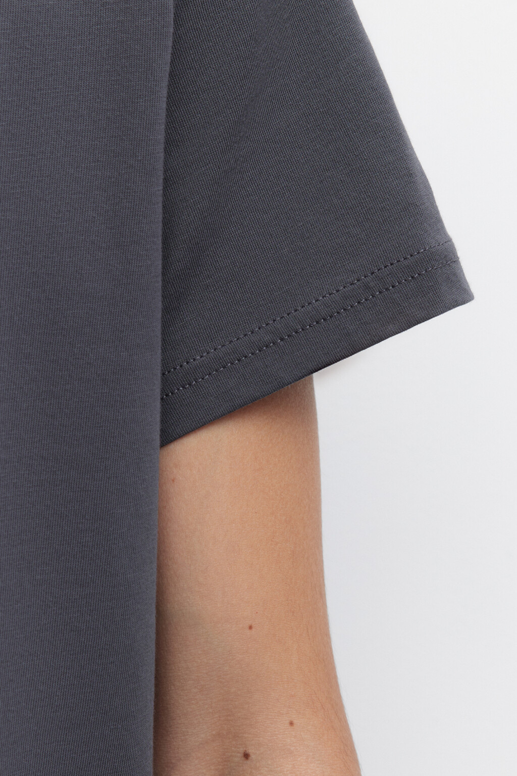 Футболка прямая хлопковая в однотонных расцветках - цвет серый - 6
