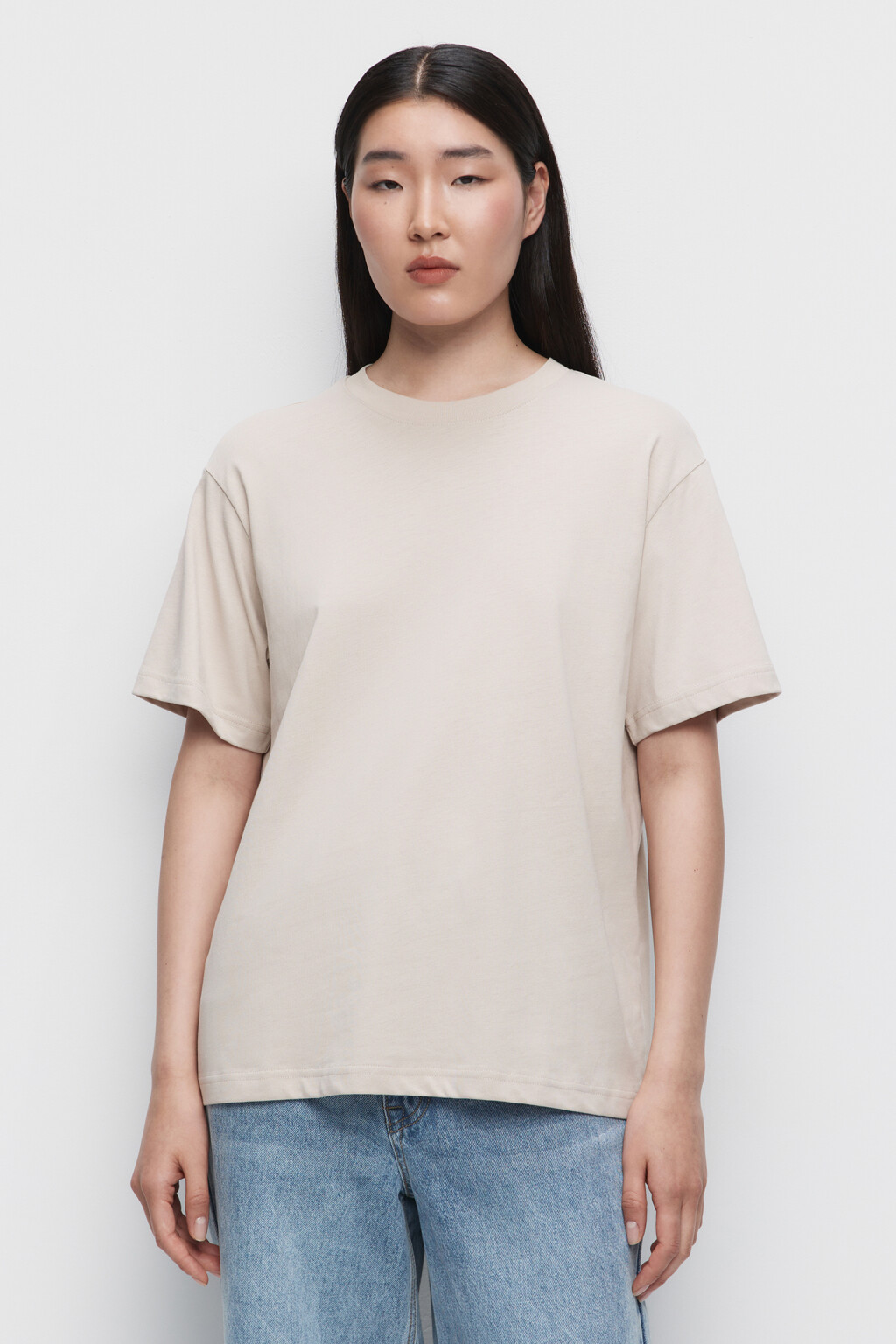 Футболка oversize хлопковая однотонная - цвет серый - 1