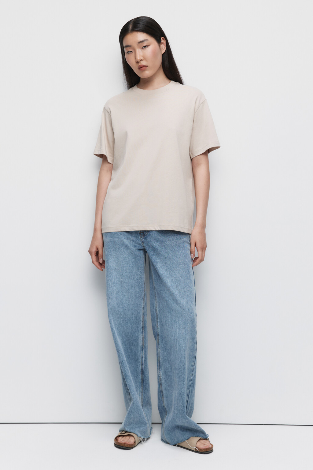 Футболка oversize хлопковая однотонная - цвет серый - 4