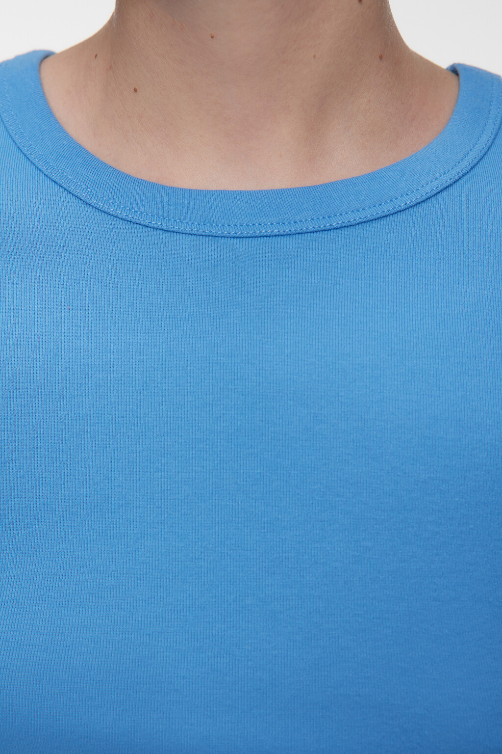 Футболка-топ хлопковая облегающая в базовых цветах - цвет голубой - 5