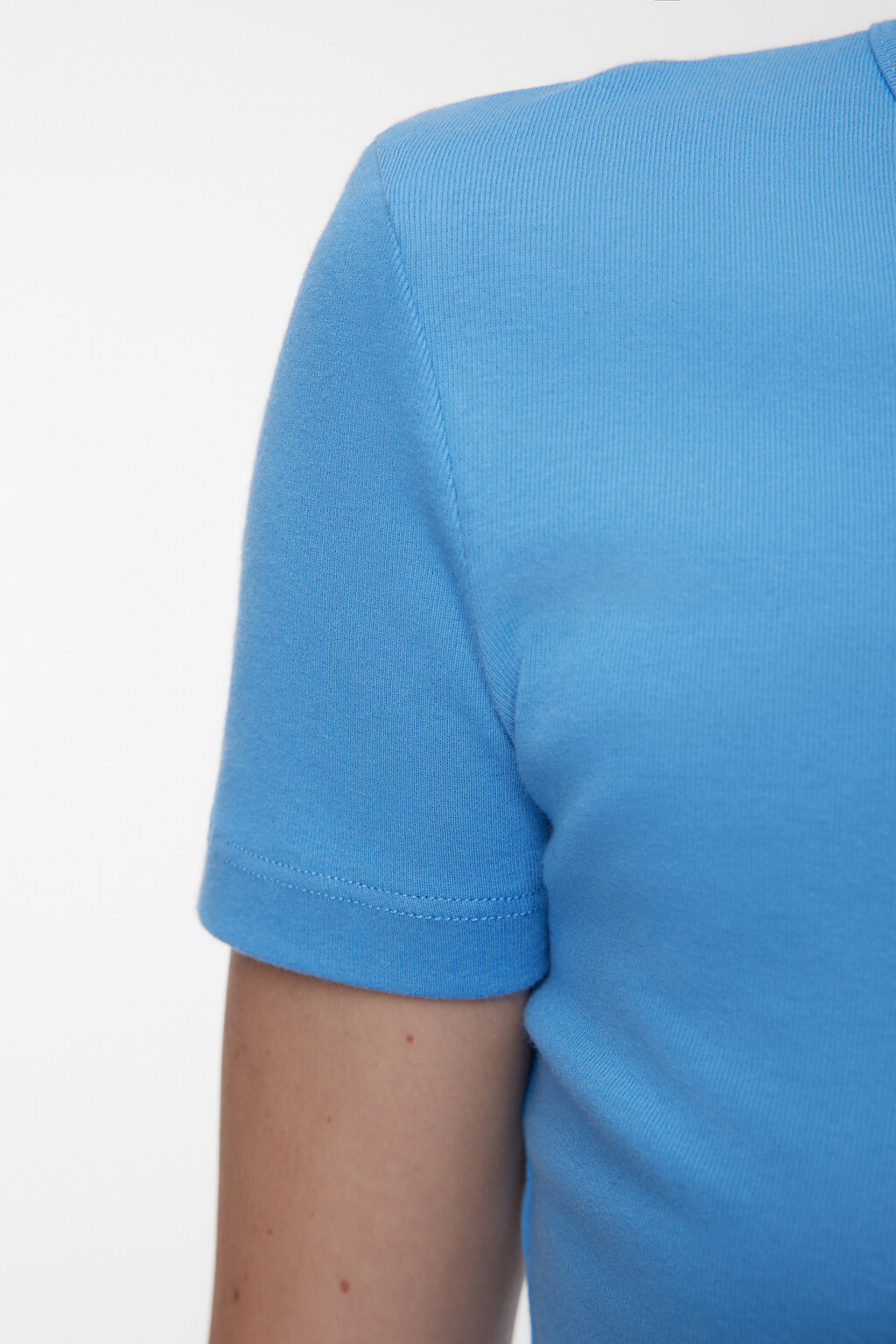 Футболка-топ хлопковая облегающая в базовых цветах - цвет голубой - 6