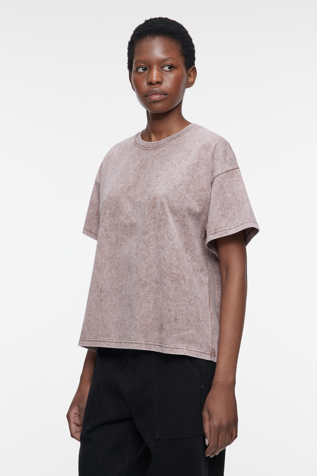 Футболка oversize хлопковая с вареным эффектом - цвет коричневый - 3