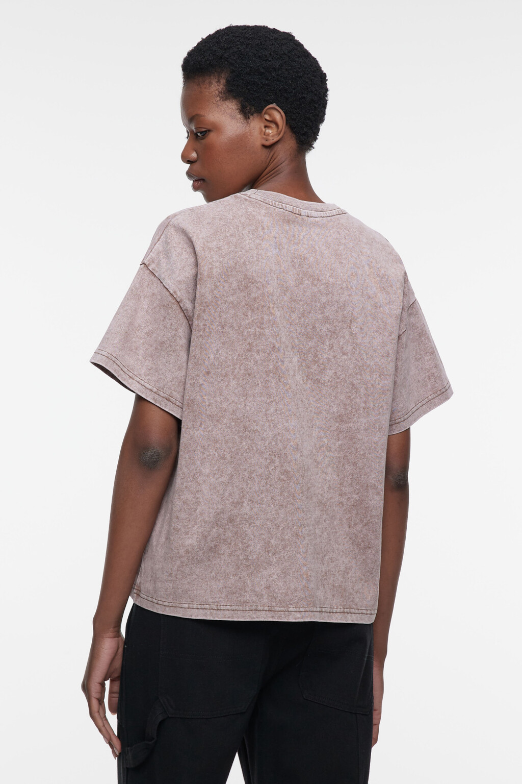 Футболка oversize хлопковая с вареным эффектом - цвет коричневый - 4