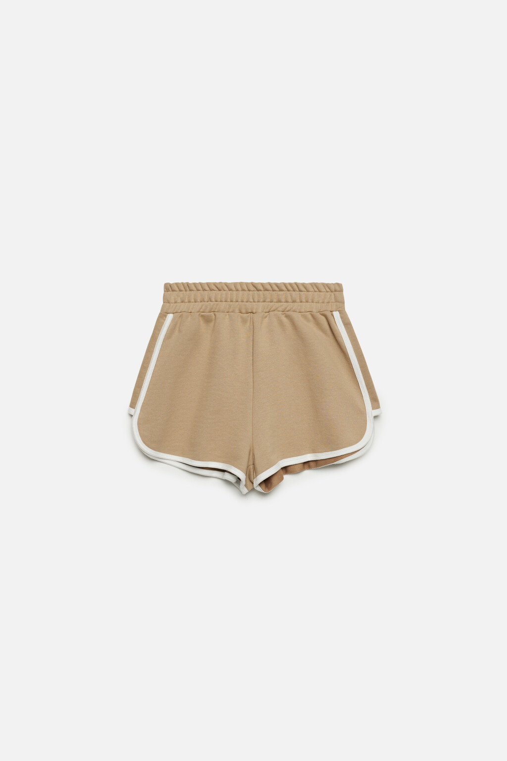 Шорты мини трикотажные из футера с лампасами - цвет коричневый - 7