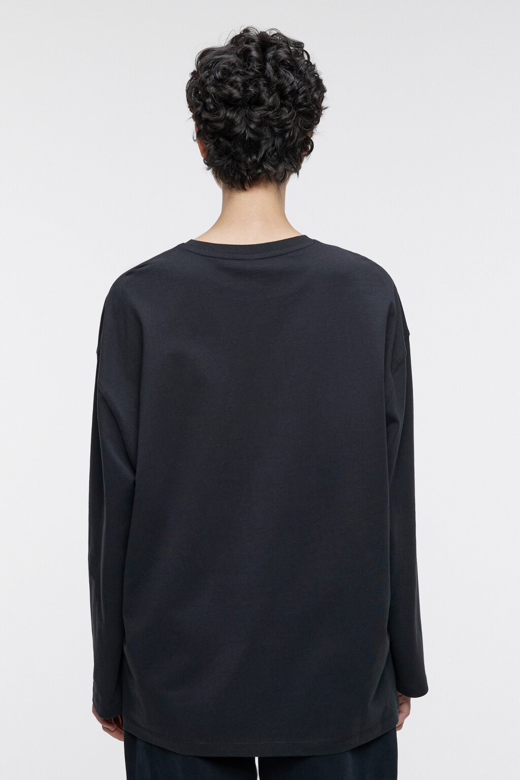 Лонгслив oversize трикотажный хлопковый с принтом - цвет черный - 4