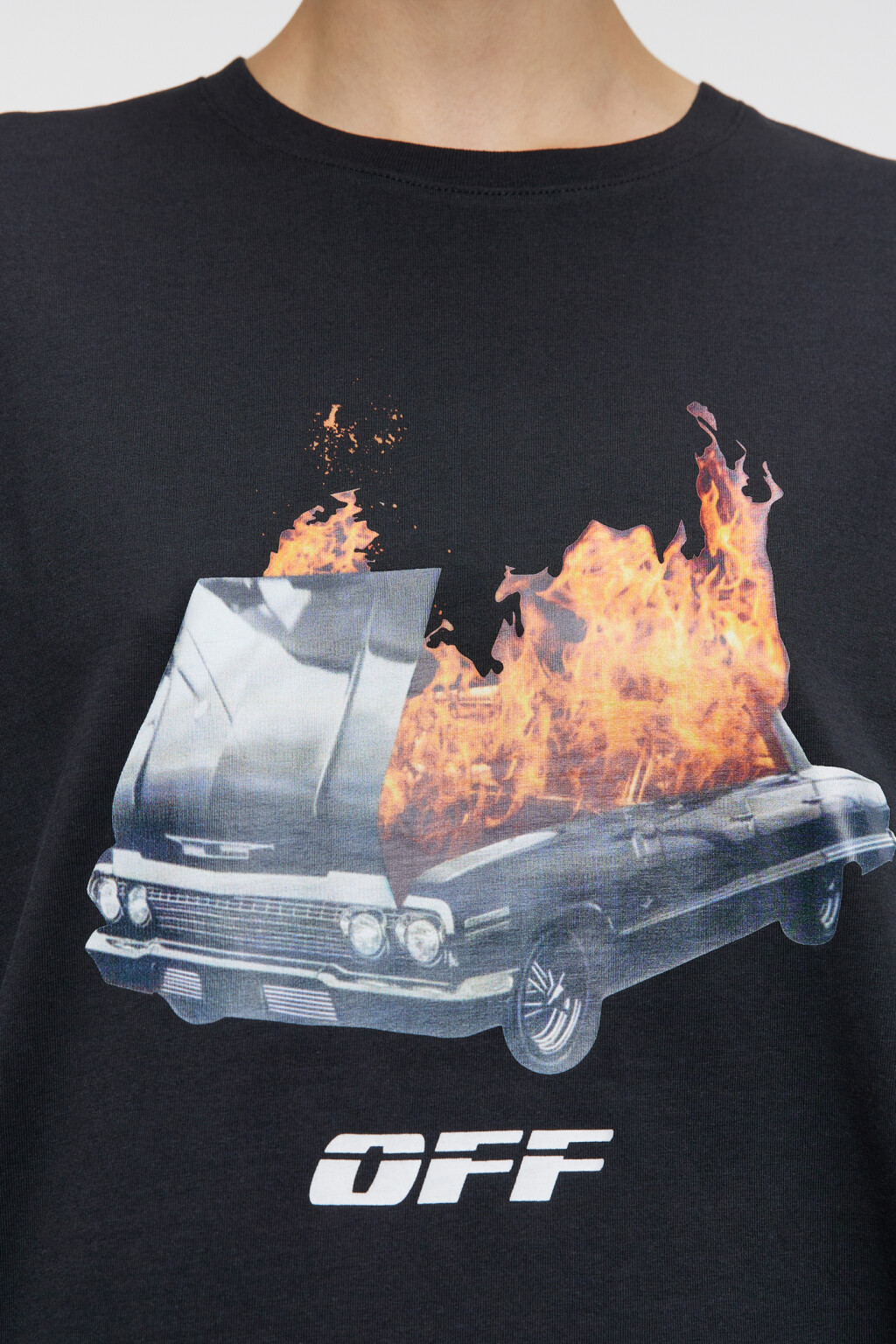 Лонгслив oversize трикотажный хлопковый с принтом - цвет черный - 5