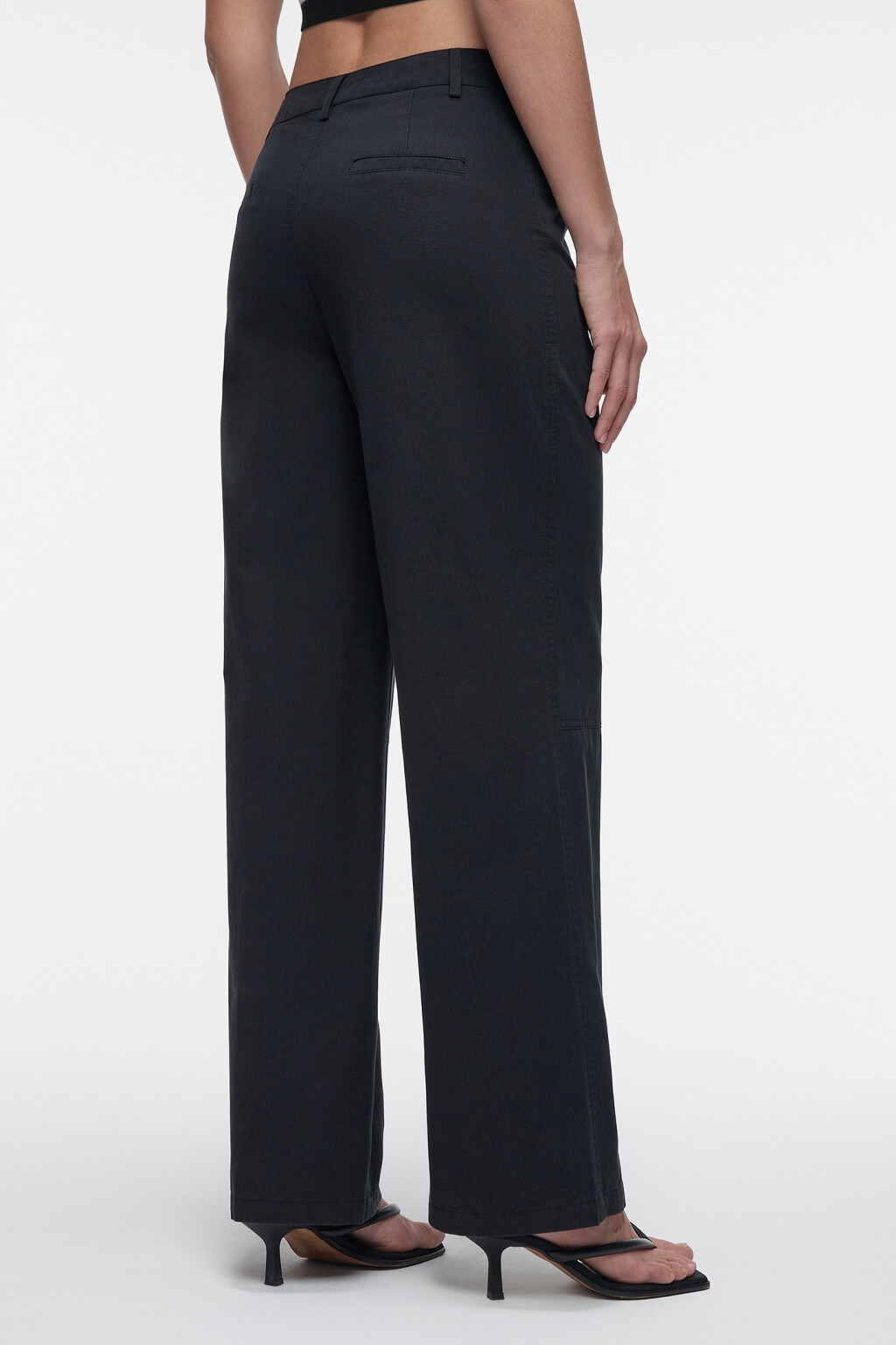 Брюки прямые хлопковые со средней посадкой - цвет черный - 5