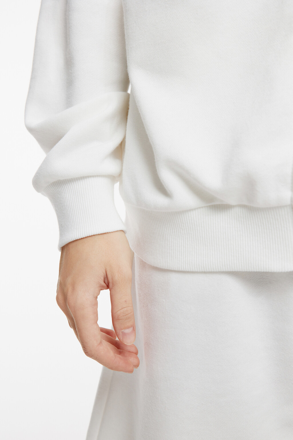 Худи oversize хлопковая на молнии с капюшоном - цвет белый - 7