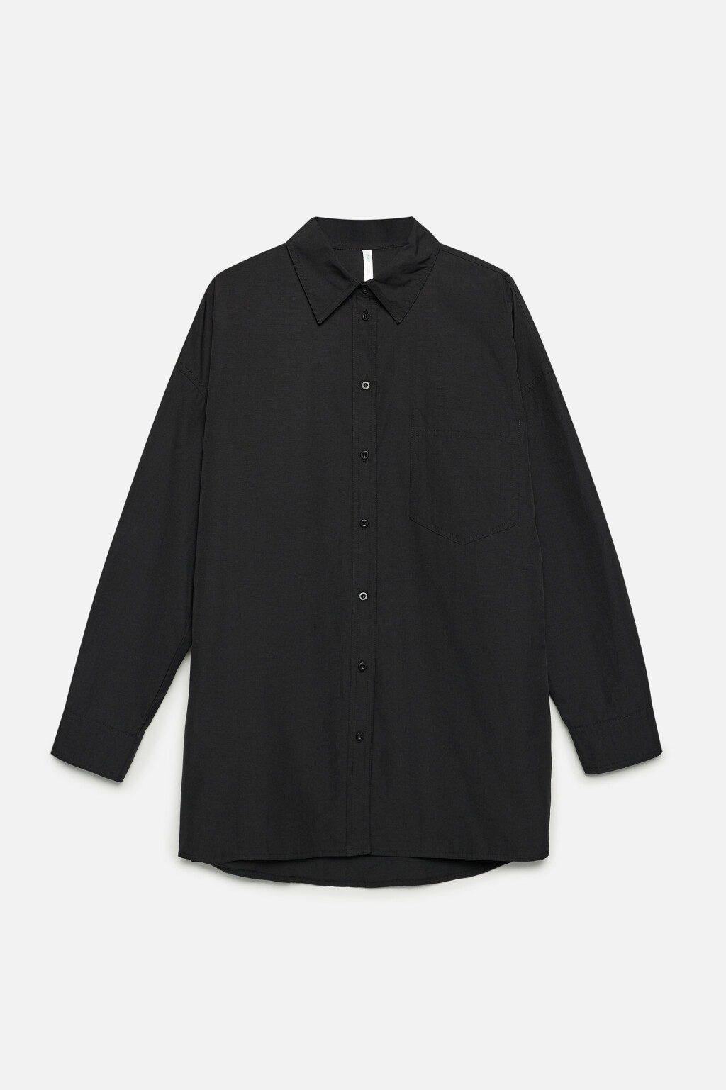 Рубашка oversize удлиненная с нагрудным карманом - цвет черный - 7