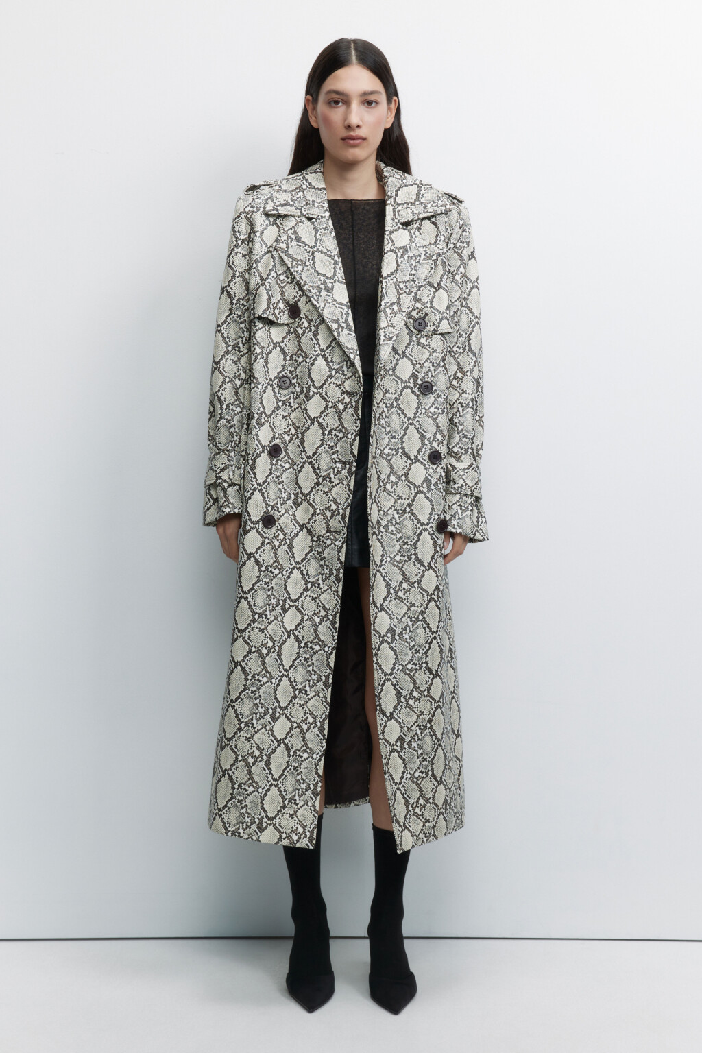 Плащ-тренчкот из искусственной кожи с принтом и фактурой под питона - цвет мультиколор - 2
