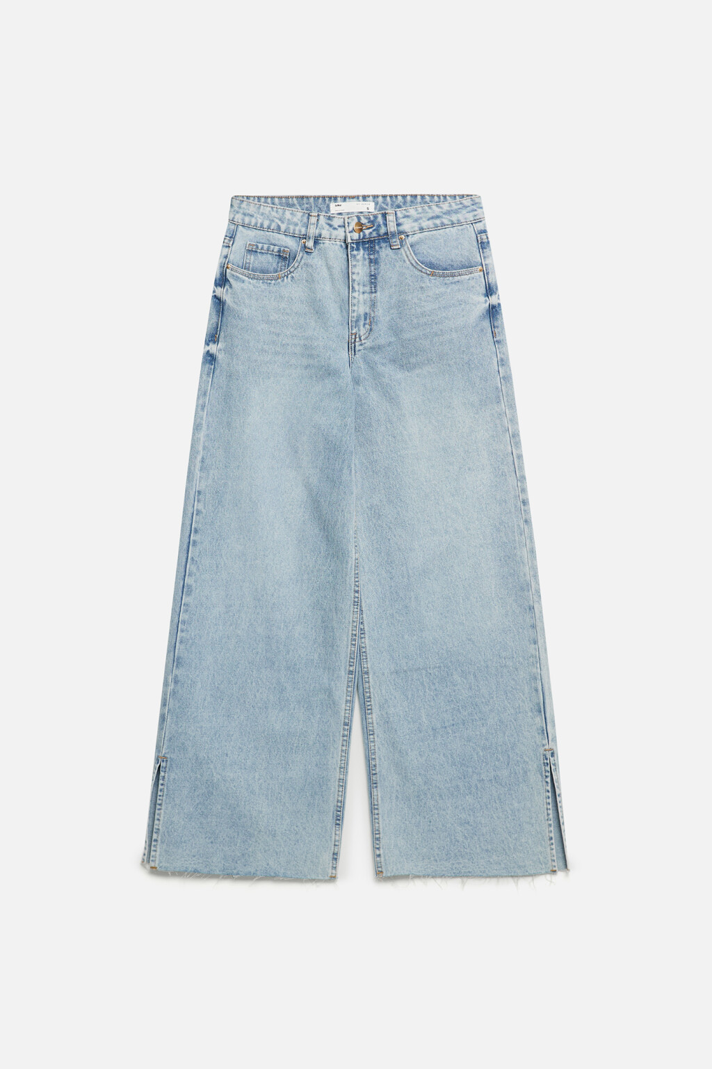 Джинсы широкие с низкой посадкой и открытыми срезами - цвет голубой - 10