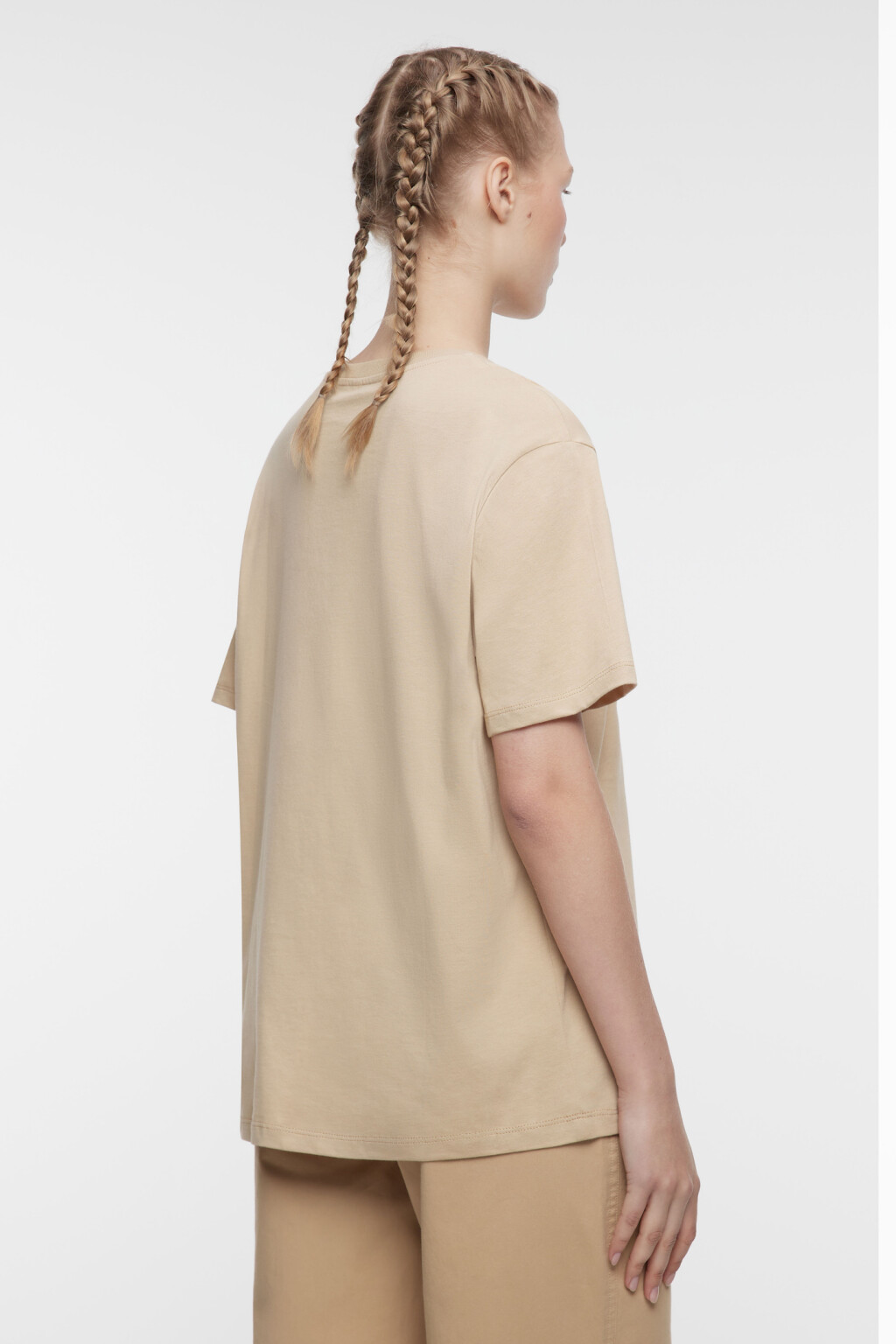 Футболка oversize хлопковая с принтом в походном стиле - цвет бежевый - 4