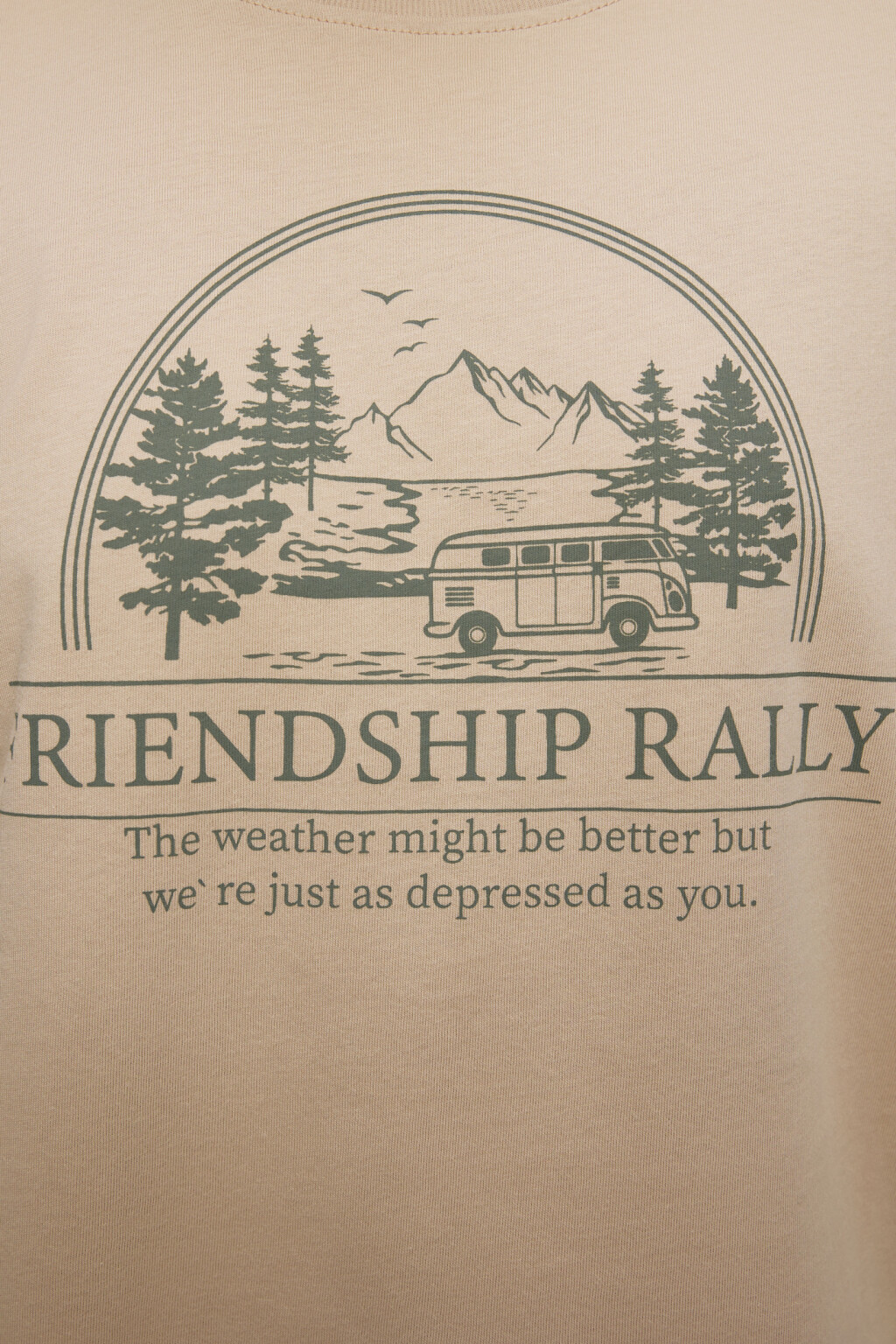 Футболка oversize хлопковая с принтом в походном стиле - цвет бежевый - 5