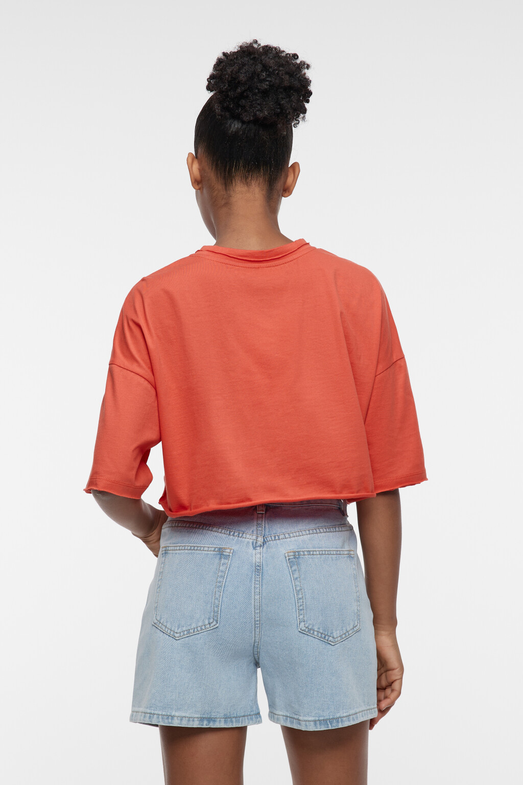 Топ-футболка хлопковый свободный с принтом - цвет оранжевый - 4