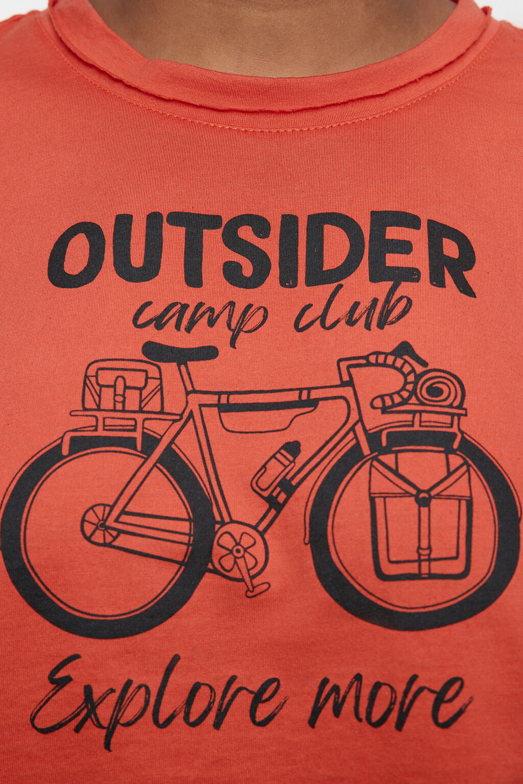 Топ-футболка хлопковый свободный с принтом - цвет оранжевый - 6